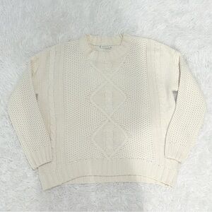 Peachcoco NWOT Women's Vintage Style Cable Knit Sweater, Off-White, XL